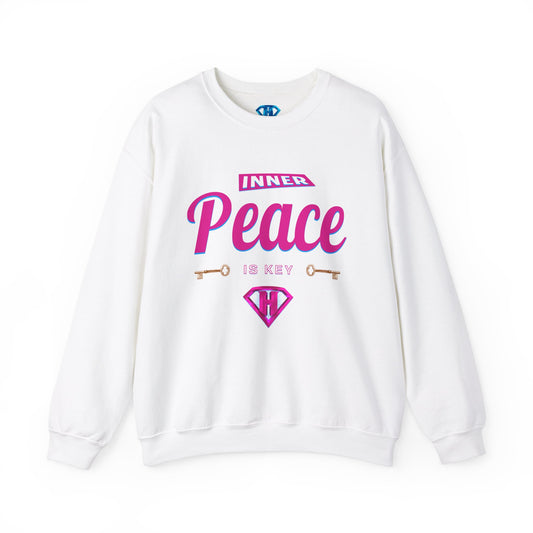 White & Pink "Inner Peace Is Key" Positivity Sweaters