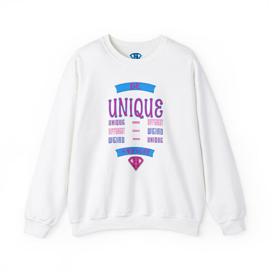 White & Pink "Be Unique Anyway" Positivity Sweaters