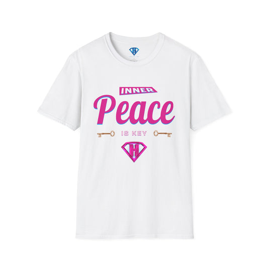 White & Pink "Inner Peace Is Key" Inspirational T-Shirt