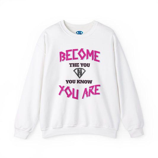 White & Pink "Become The You, You Know You Are" Positivity Sweaters