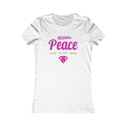 White & Pink "Inner Peace Is Key" Self Expression Women's Tees