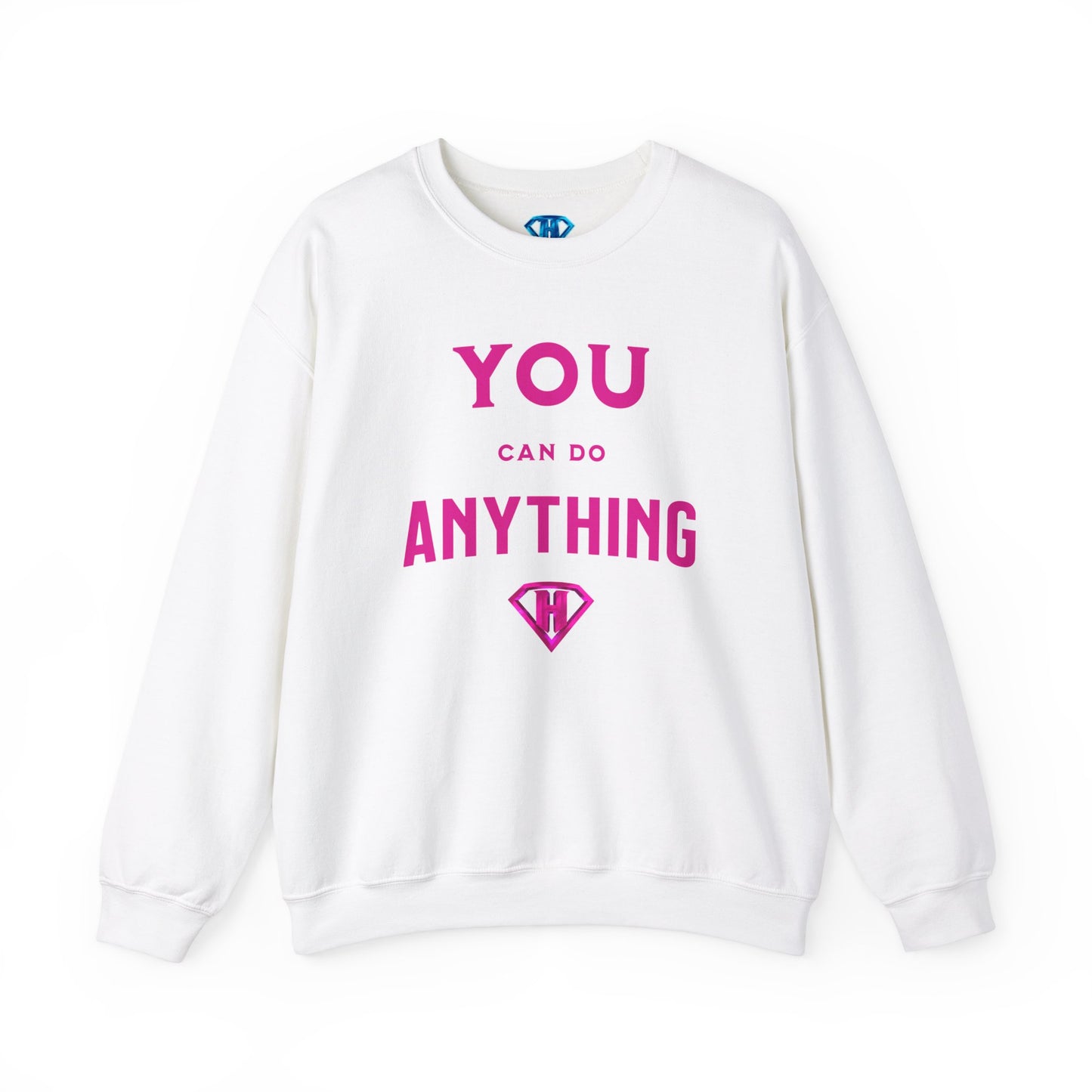 White & Pink "You Can Do Anything" Positivity Sweaters