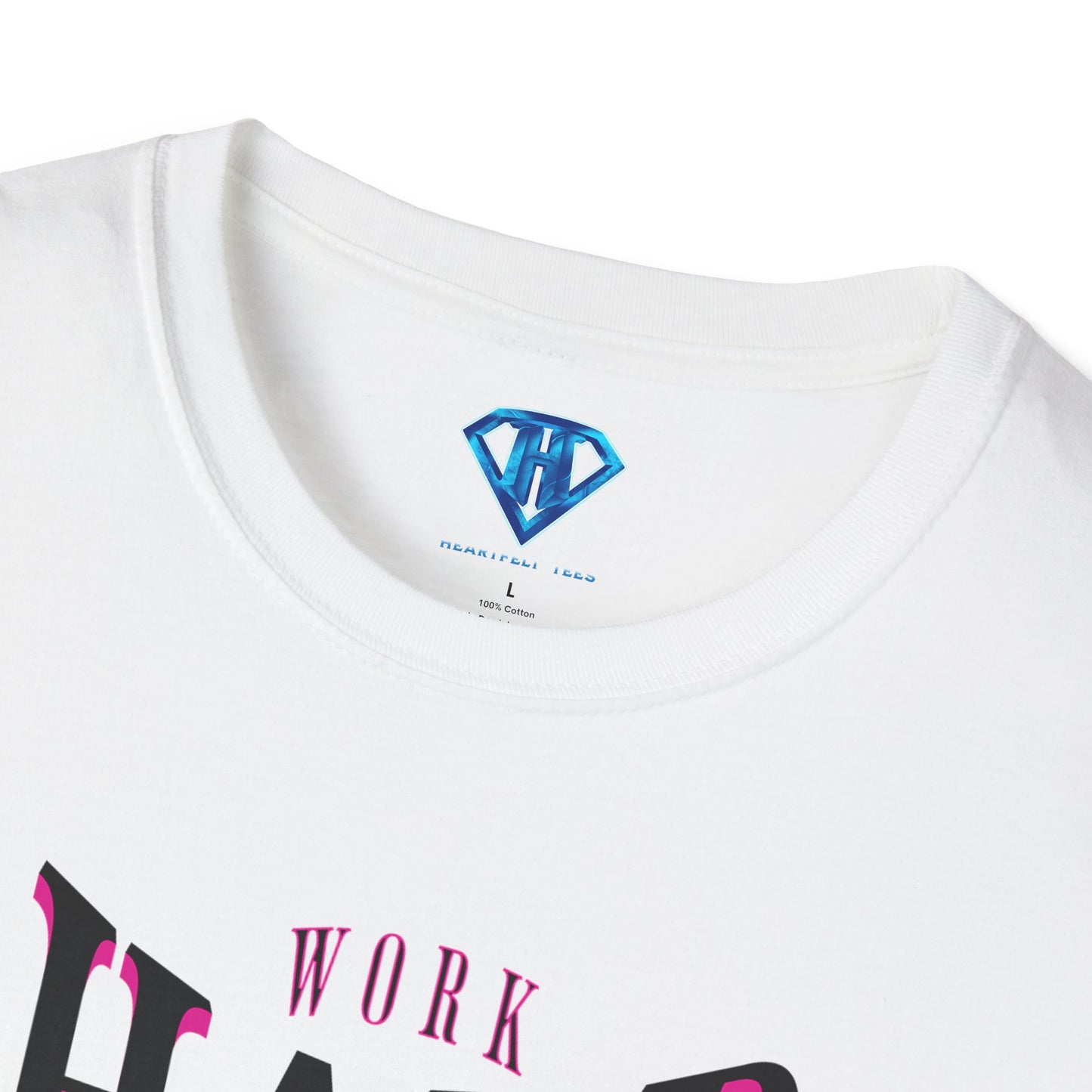 White & Pink "Work Hard and Stay Humble" Inspirational T-Shirt