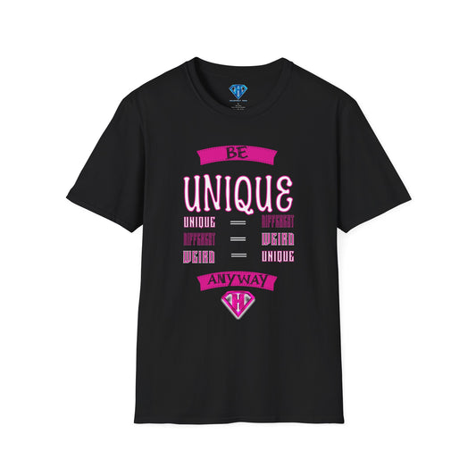 Black & Pink "Be Unique Anyway" Inspirational T-Shirt