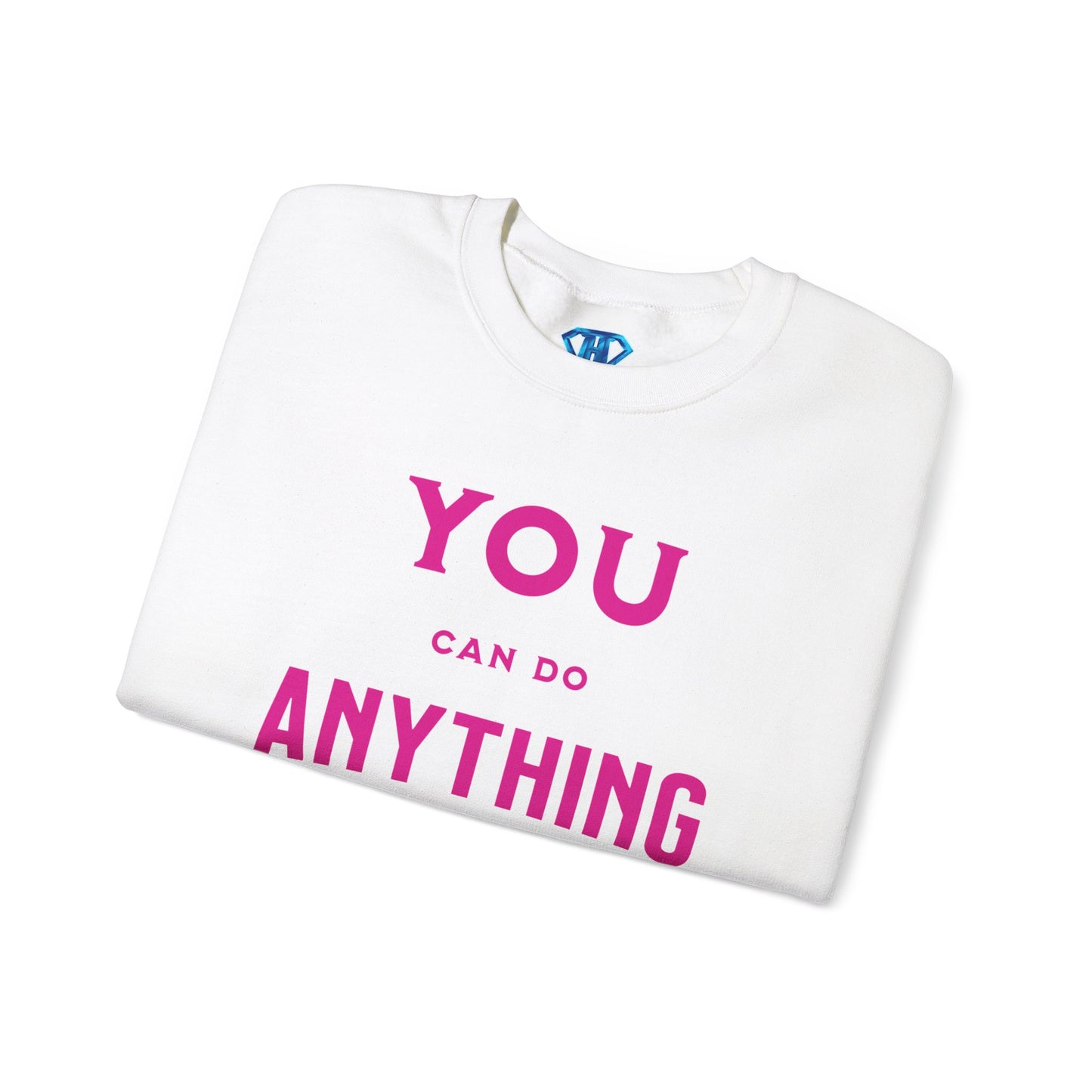 White & Pink "You Can Do Anything" Positivity Sweaters