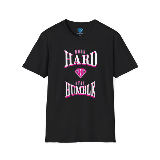 Black & Pink "Work Hard and Stay Humble" Inspirational T-Shirt