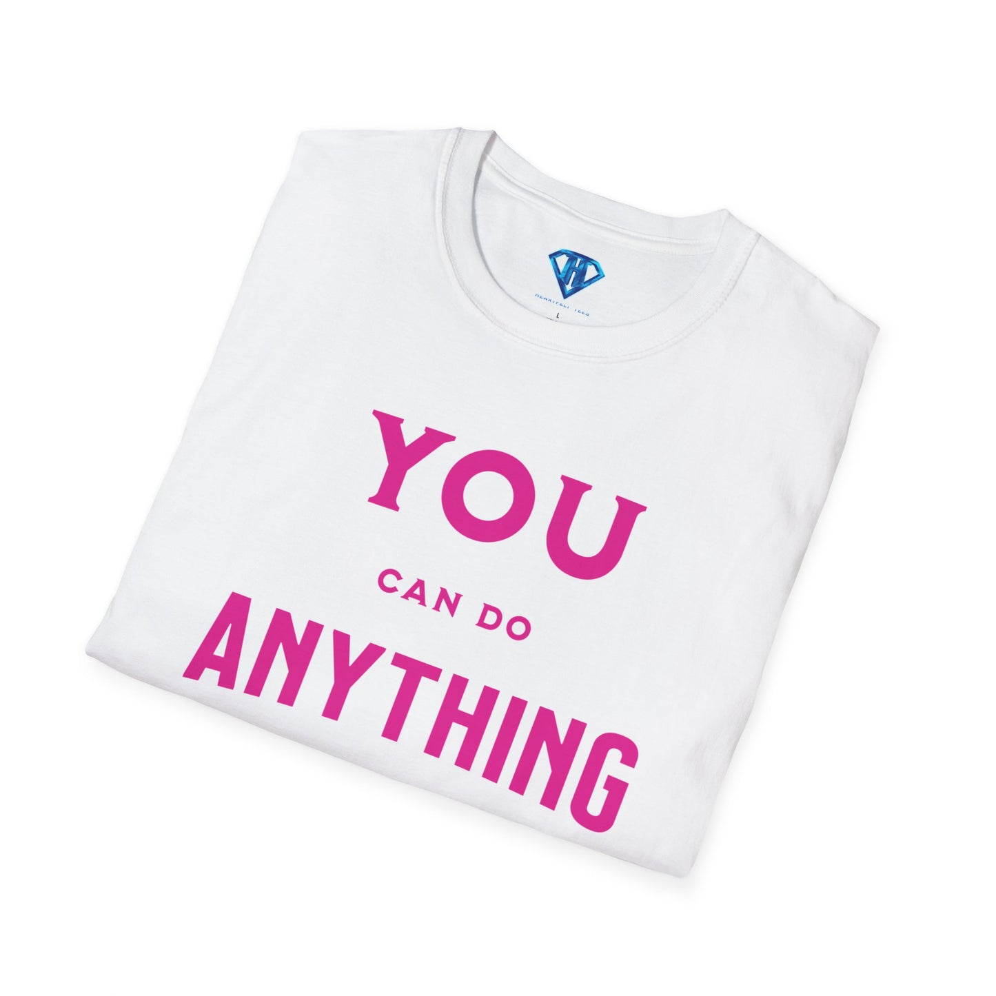 White & Pink "You Can Do Anything" Inspirational T Shirt